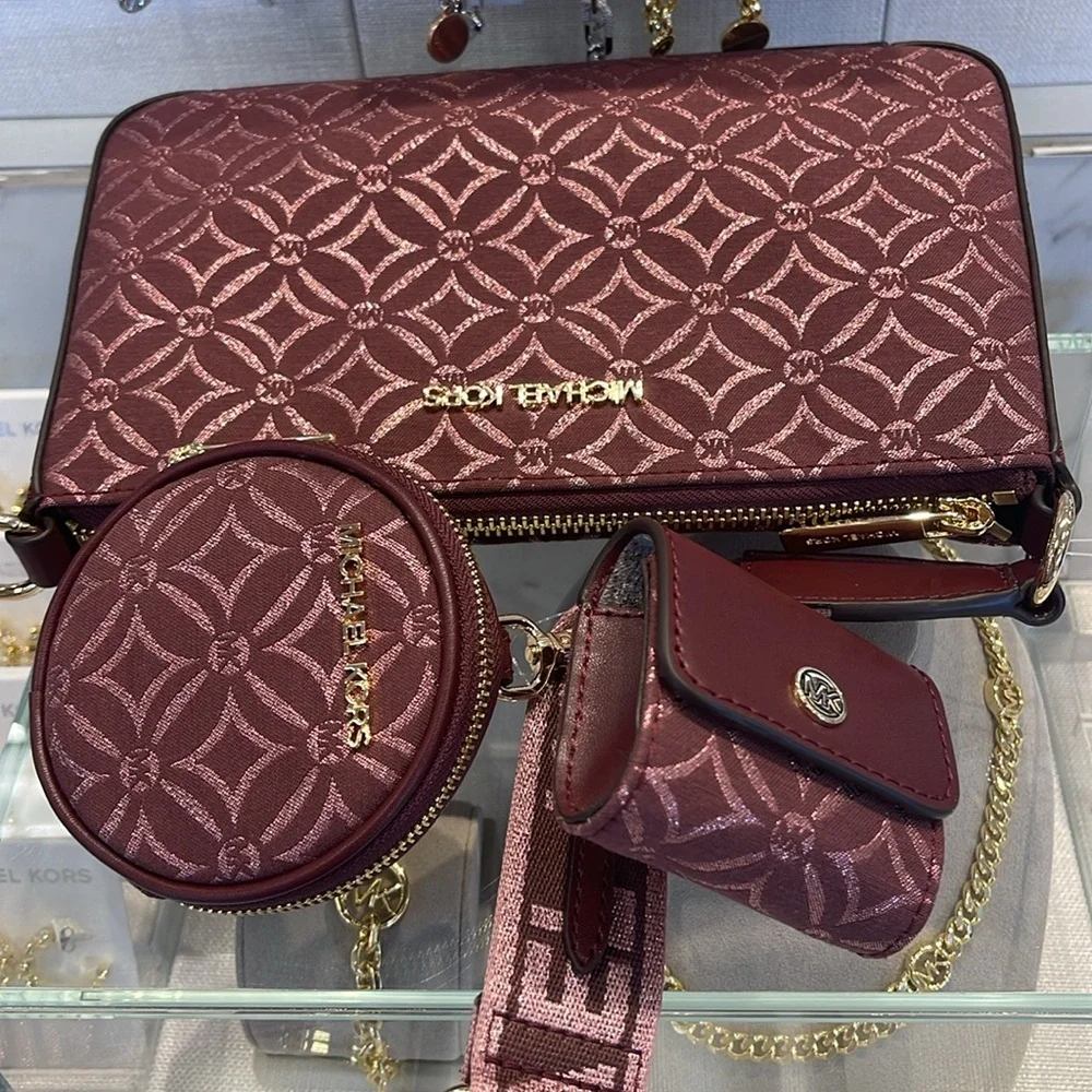 MICHAEL KORS Jet Set Travel Small Logo Jacquard Crossbody With Tech Attach -
